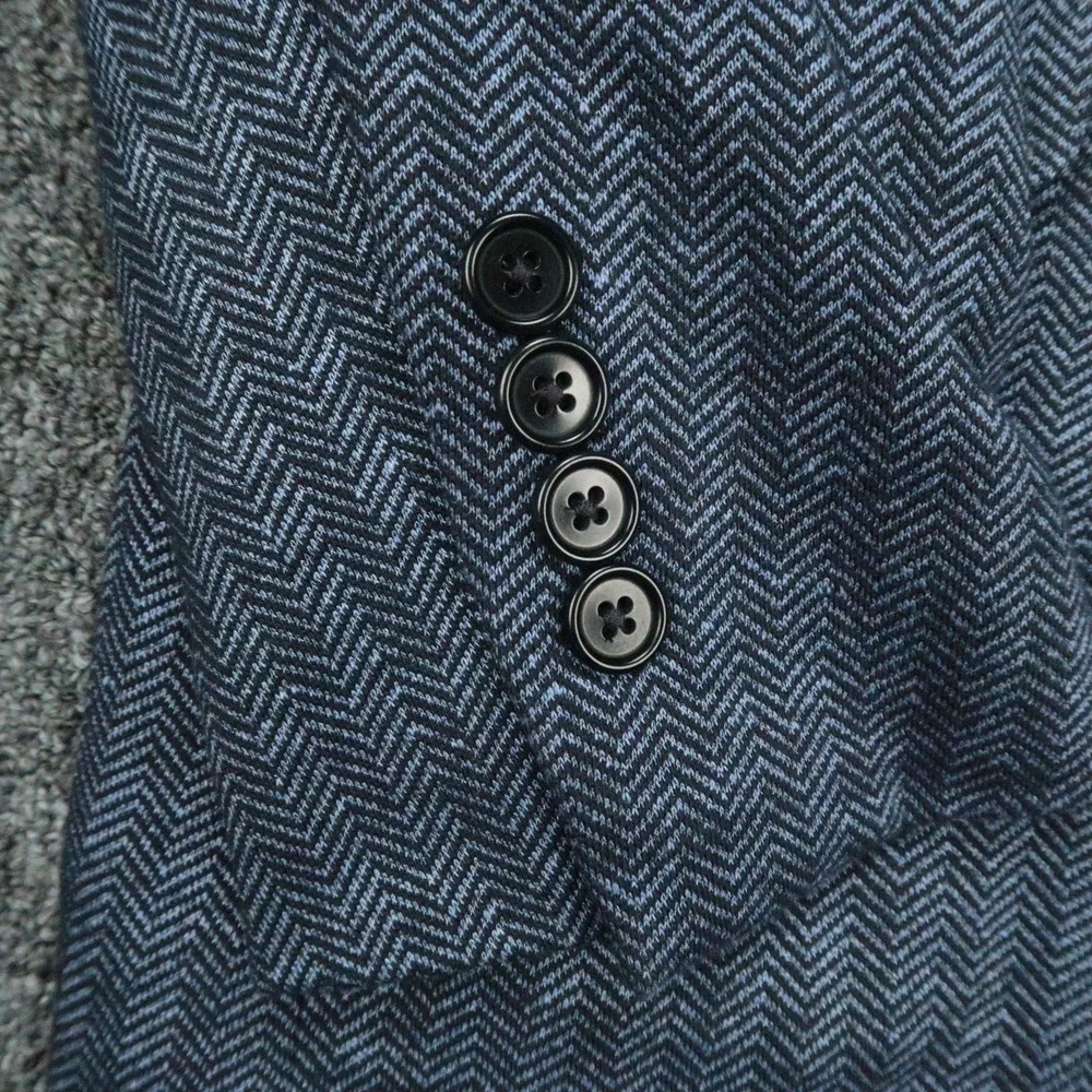 Brooks Brothers Blazer Mens 40S Blue Herringbone Regent Fit Linen Blend Stretch